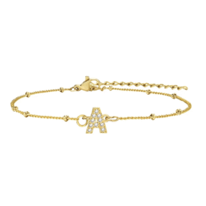 สร้อยข้อมือ สี ทอง 18K จี้ตัวอักษร A