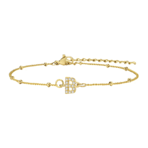 สร้อยข้อมือ สี ทอง 18K จี้ตัวอักษร B