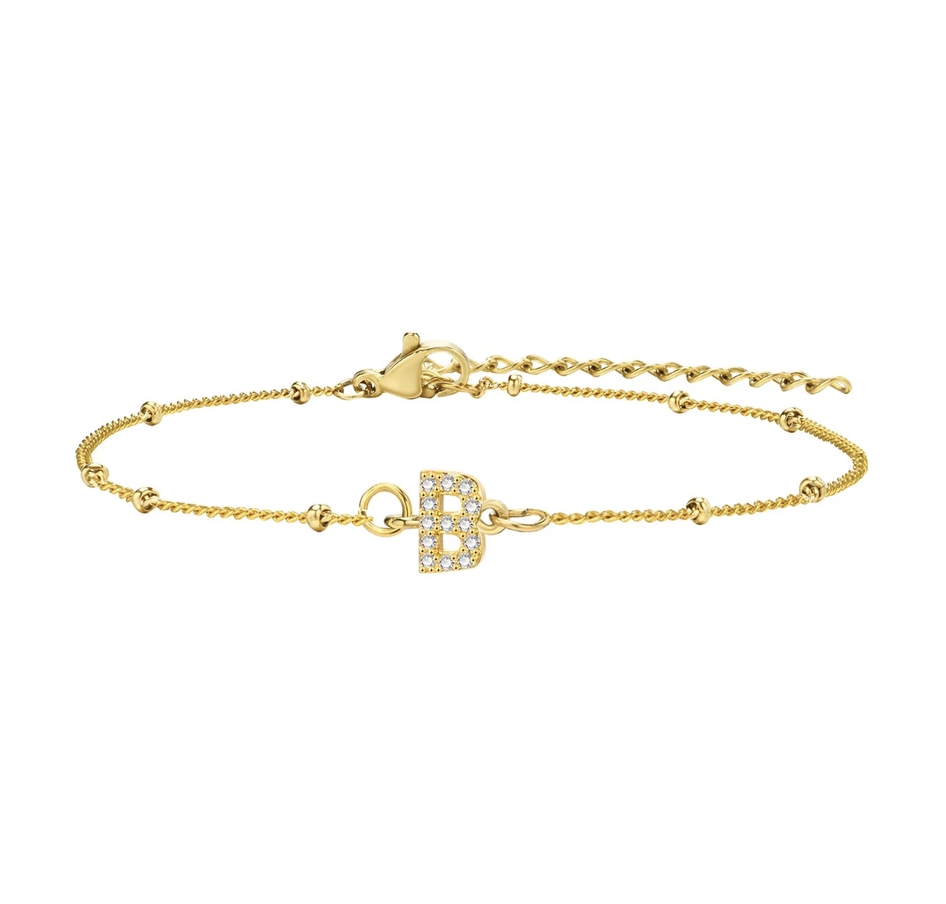 สร้อยข้อมือ สี ทอง 18K จี้ตัวอักษร B