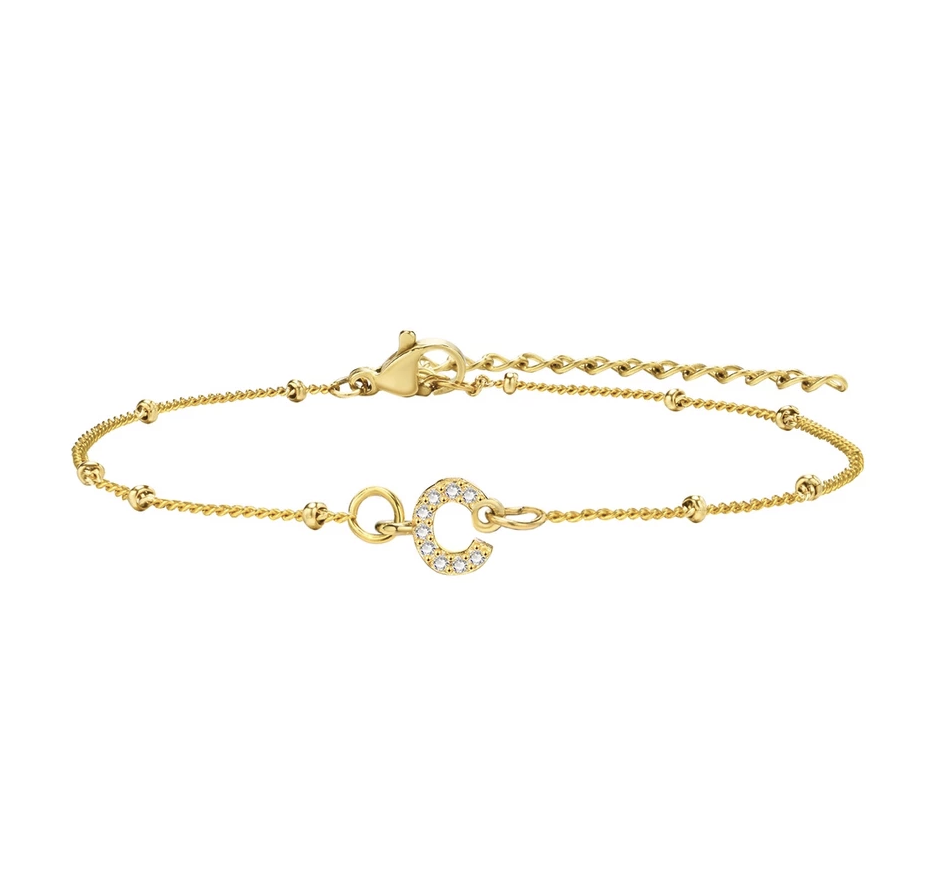สร้อยข้อมือ สี ทอง 18K จี้ตัวอักษร C