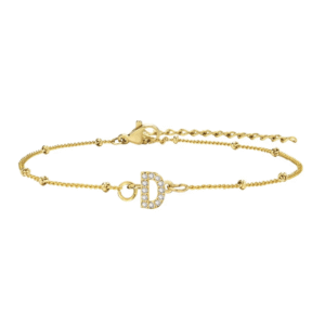 สร้อยข้อมือ สี ทอง 18K จี้ตัวอักษร D