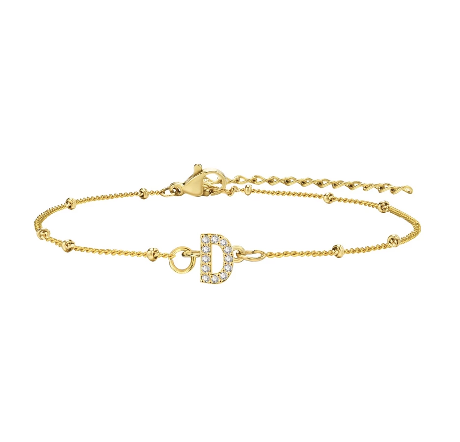 สร้อยข้อมือ สี ทอง 18K จี้ตัวอักษร D