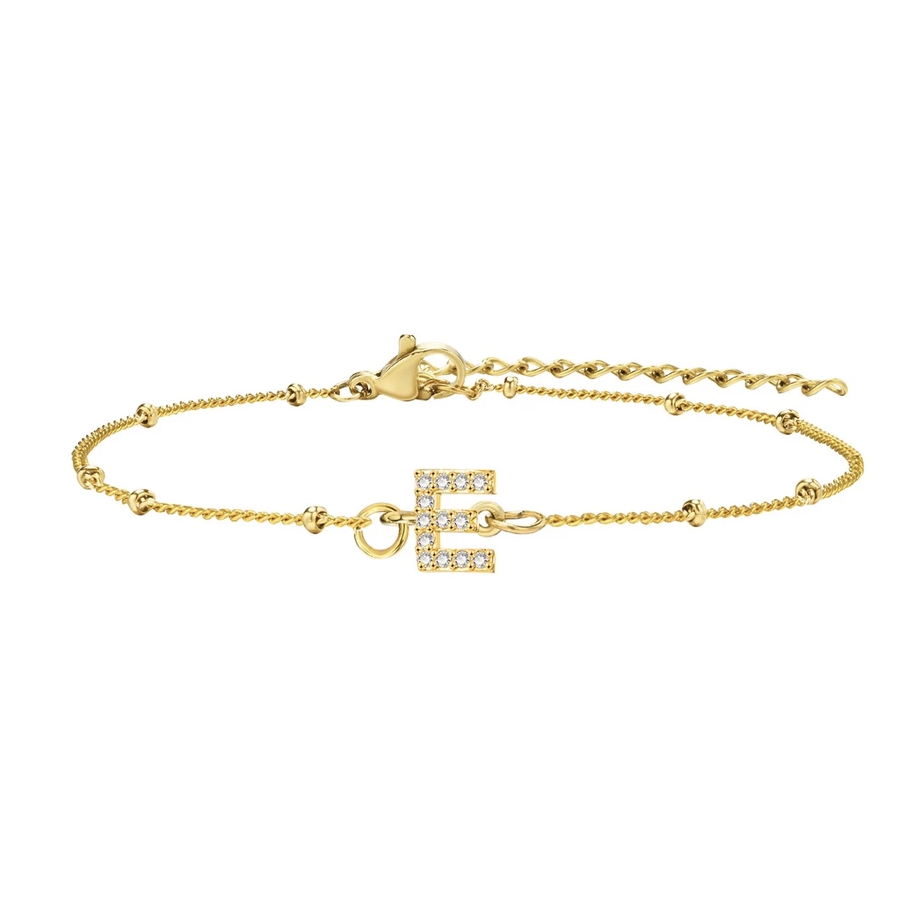 สร้อยข้อมือ สี ทอง 18K จี้ตัวอักษร E
