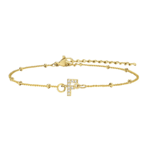 สร้อยข้อมือ สี ทอง 18K จี้ตัวอักษร F
