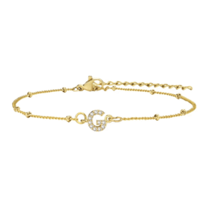 สร้อยข้อมือ สี ทอง 18K จี้ตัวอักษร G