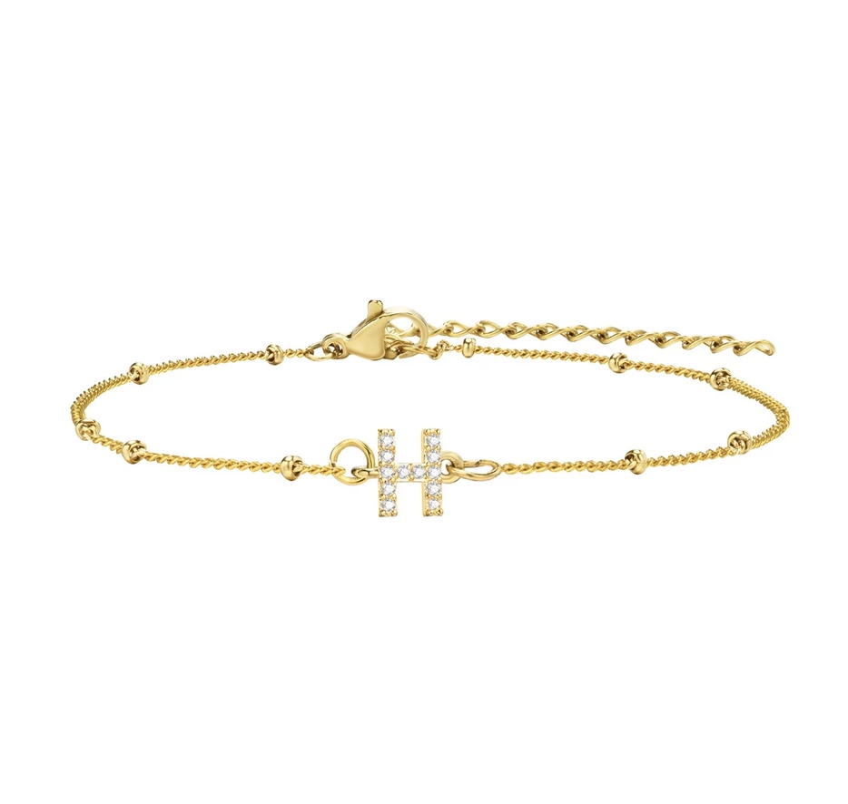 สร้อยข้อมือ สี ทอง 18K จี้ตัวอักษร H
