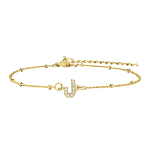 สร้อยข้อมือ สี ทอง 18K จี้ตัวอักษร J
