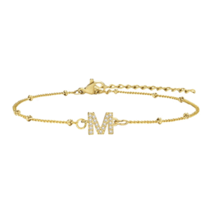 สร้อยข้อมือ สี ทอง 18K จี้ตัวอักษร M