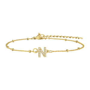 สร้อยข้อมือ สี ทอง 18K จี้ตัวอักษร N