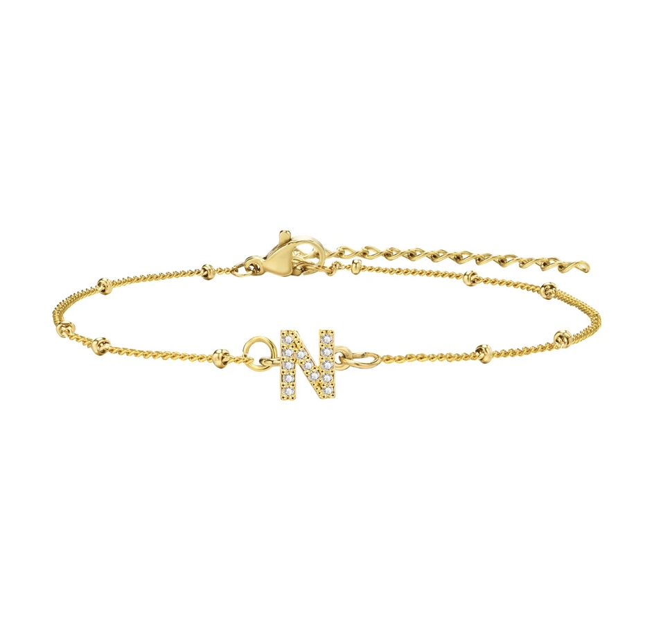 สร้อยข้อมือ สี ทอง 18K จี้ตัวอักษร N