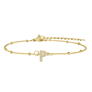 สร้อยข้อมือ สี ทอง 18K จี้ตัวอักษร P