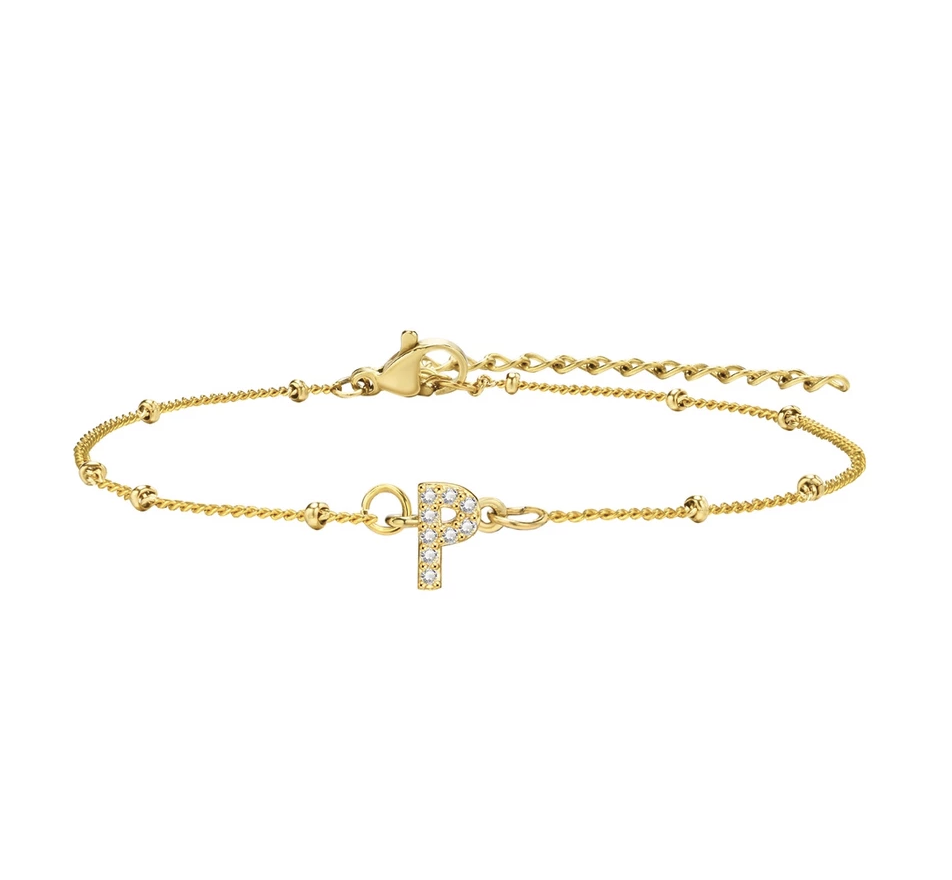 สร้อยข้อมือ สี ทอง 18K จี้ตัวอักษร P