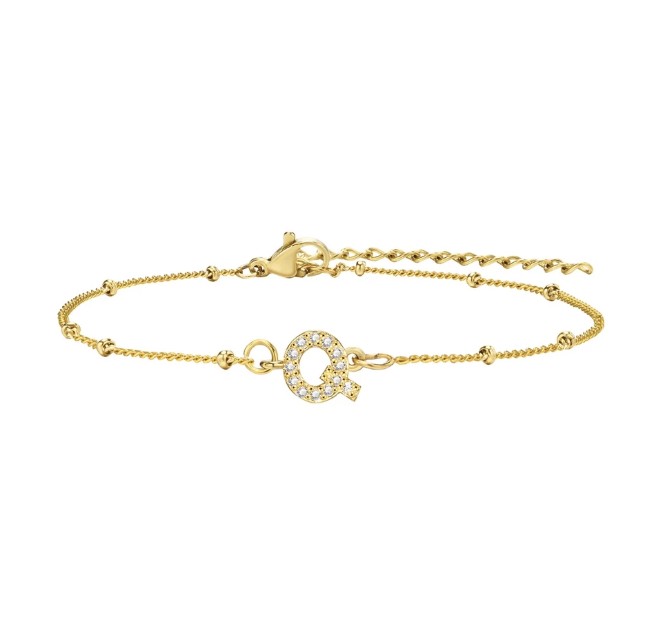 สร้อยข้อมือ สี ทอง 18K จี้ตัวอักษร Q