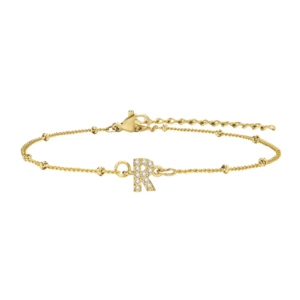 สร้อยข้อมือ สี ทอง 18K จี้ตัวอักษร R