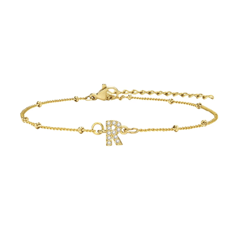 สร้อยข้อมือ สี ทอง 18K จี้ตัวอักษร R