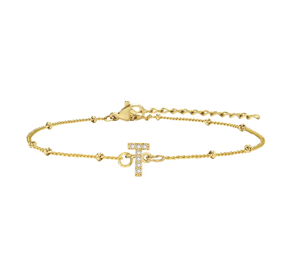 สร้อยข้อมือ สี ทอง 18K จี้ตัวอักษร T