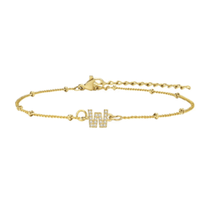 สร้อยข้อมือ สี ทอง 18K จี้ตัวอักษร W
