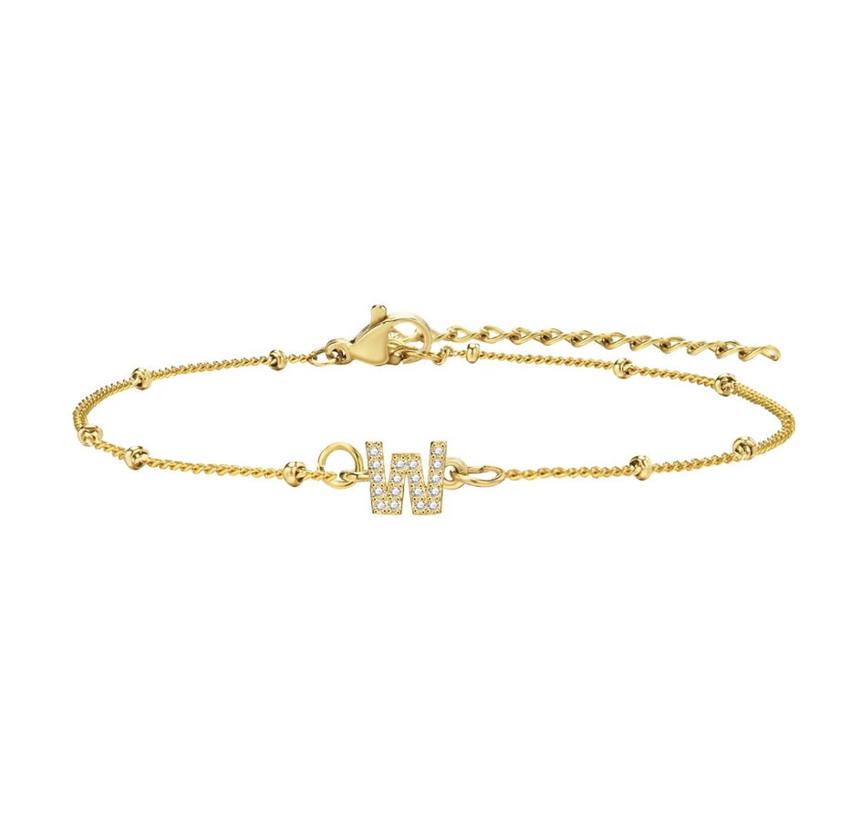 สร้อยข้อมือ สี ทอง 18K จี้ตัวอักษร W
