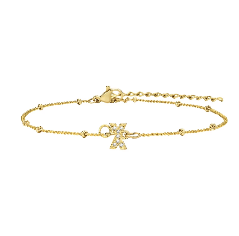 สร้อยข้อมือ สี ทอง 18K จี้ตัวอักษร X