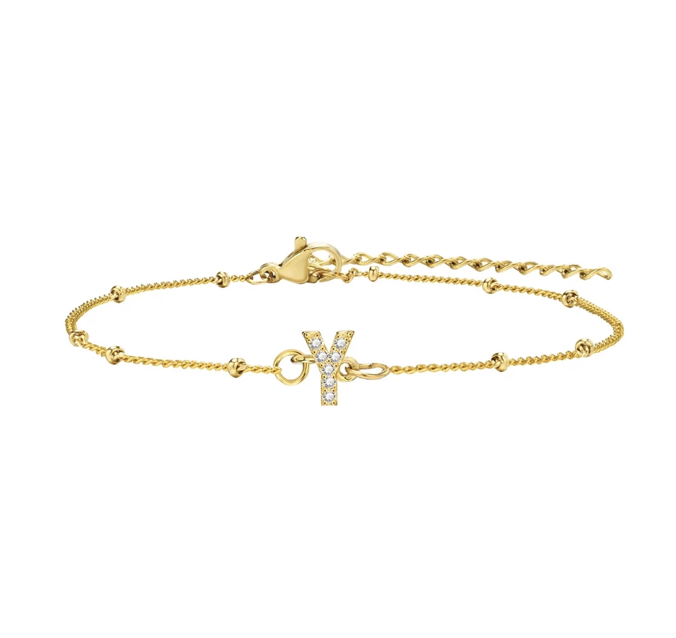 สร้อยข้อมือ สี ทอง 18K จี้ตัวอักษร Y